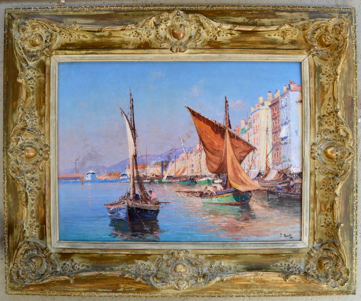 NARDI François (1861-1936) "Le port de Toulon " Provence Nice Paris Quai Cronstadt Courdouan-photo-3