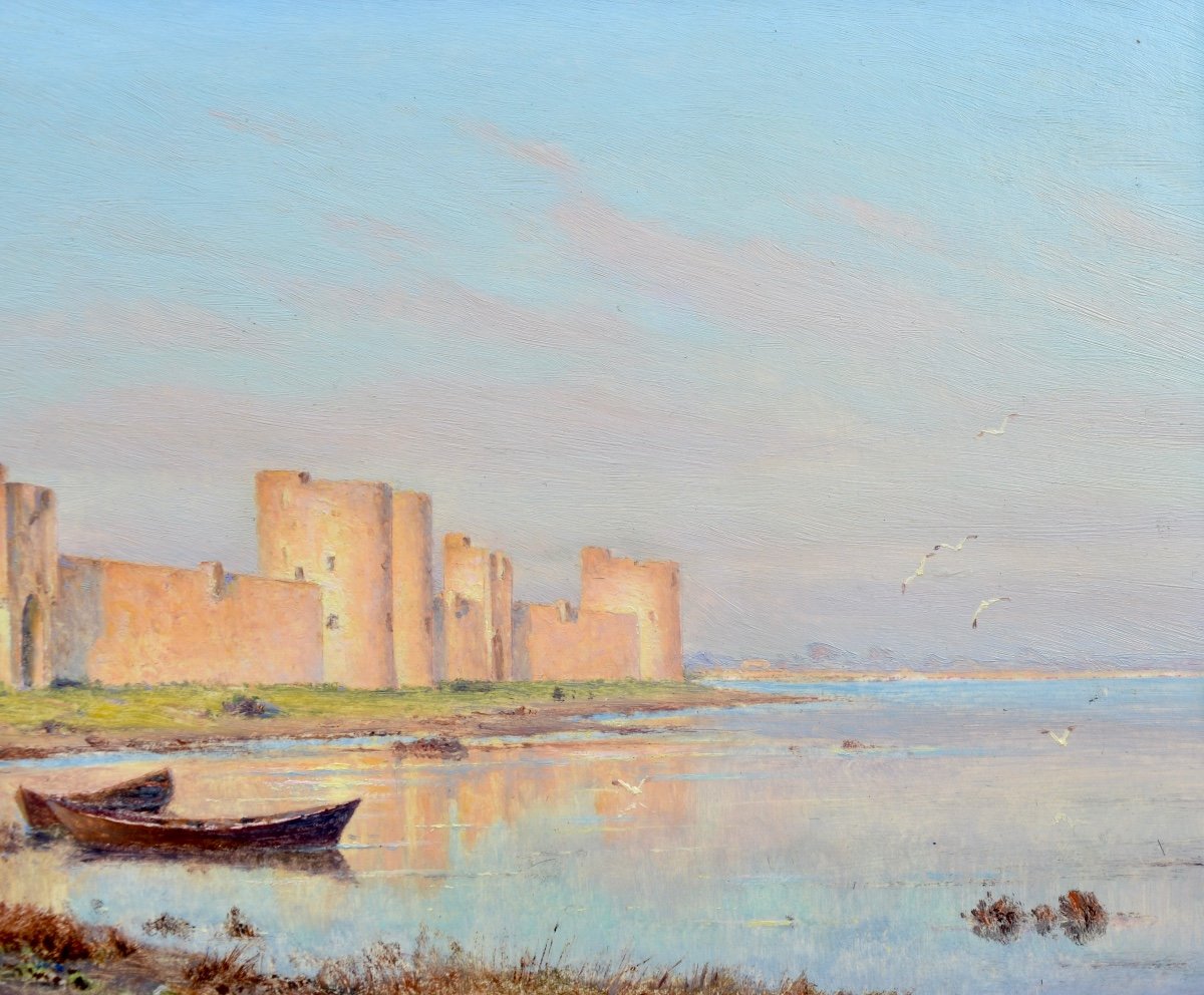 BESINE Henri (1889-1976)"Les remparts d'Aigues Mortes" Gard Camargue Montpellier Bésiné Herault-photo-3