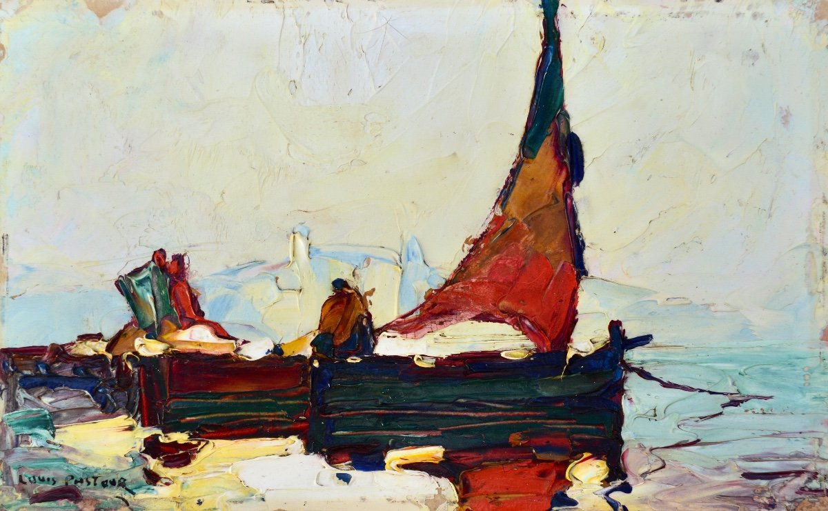 Pastour Louis (1876-1948) “fishermen In The Bay Of Cannes” Suquet Antibes Nice Provence