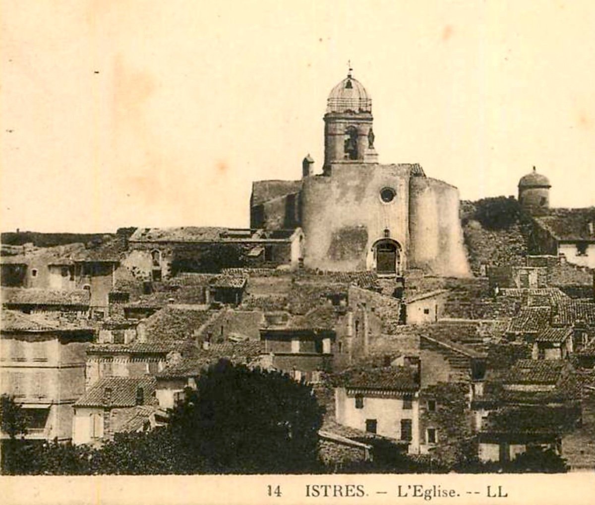 VIDAL Gustave (1895-1966) «Sortie de l'église à Istres » Provence Avignon Martigues Miramas Fos-photo-3