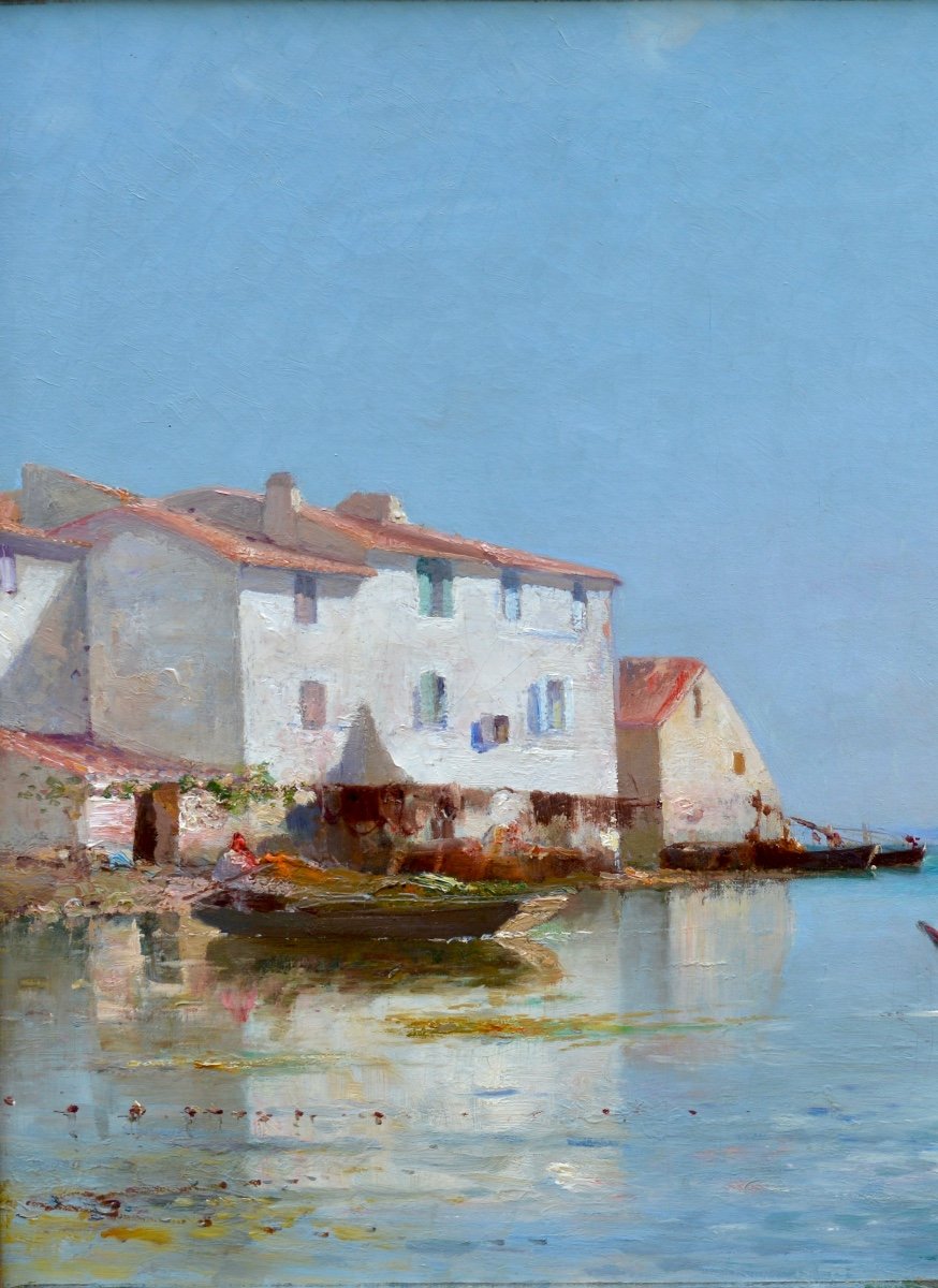 Maglione André (1838-1923) “fishing Boats In Martigues” Marseille Provence Brescon Paris-photo-2