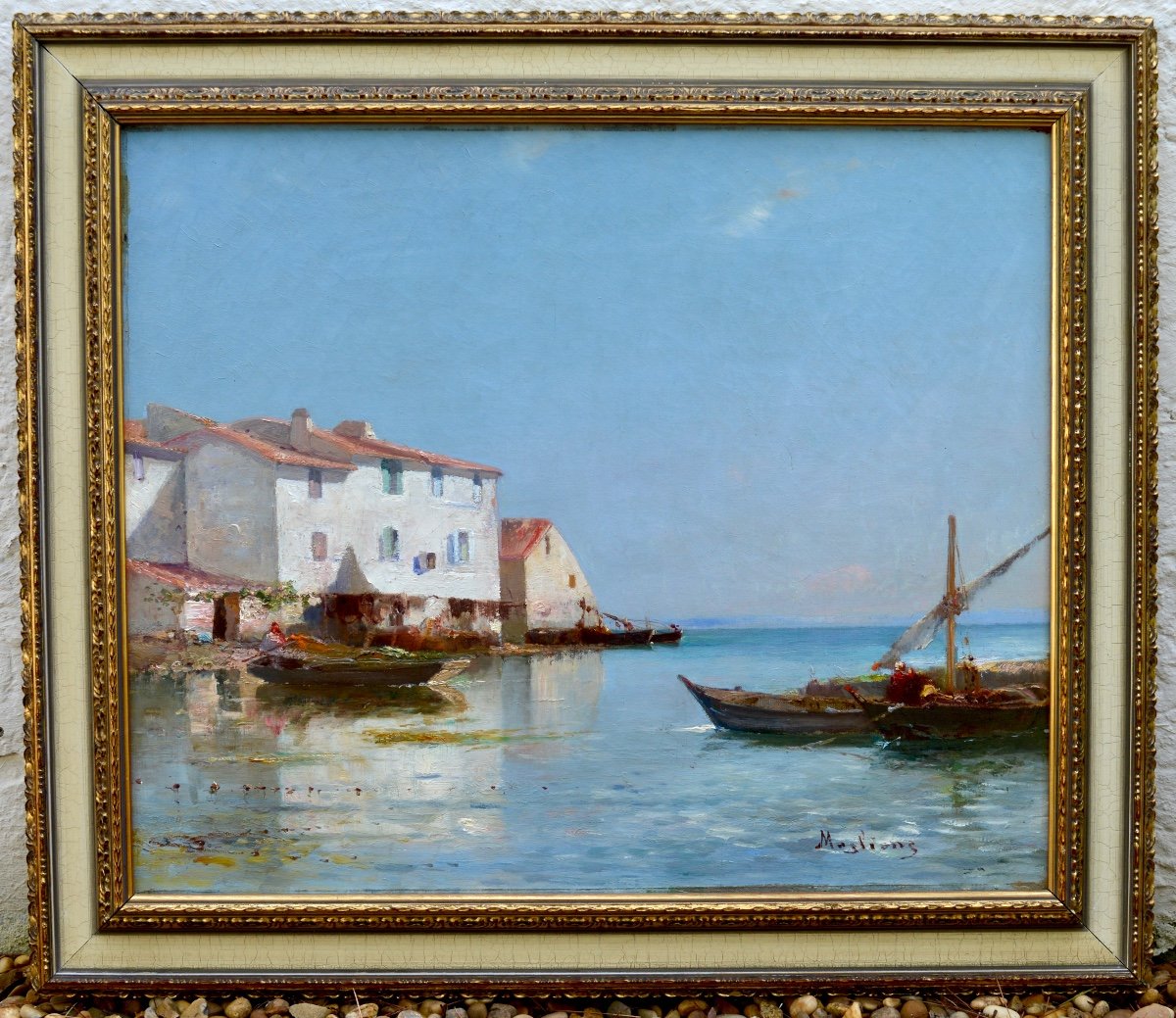 Maglione André (1838-1923) “fishing Boats In Martigues” Marseille Provence Brescon Paris-photo-1