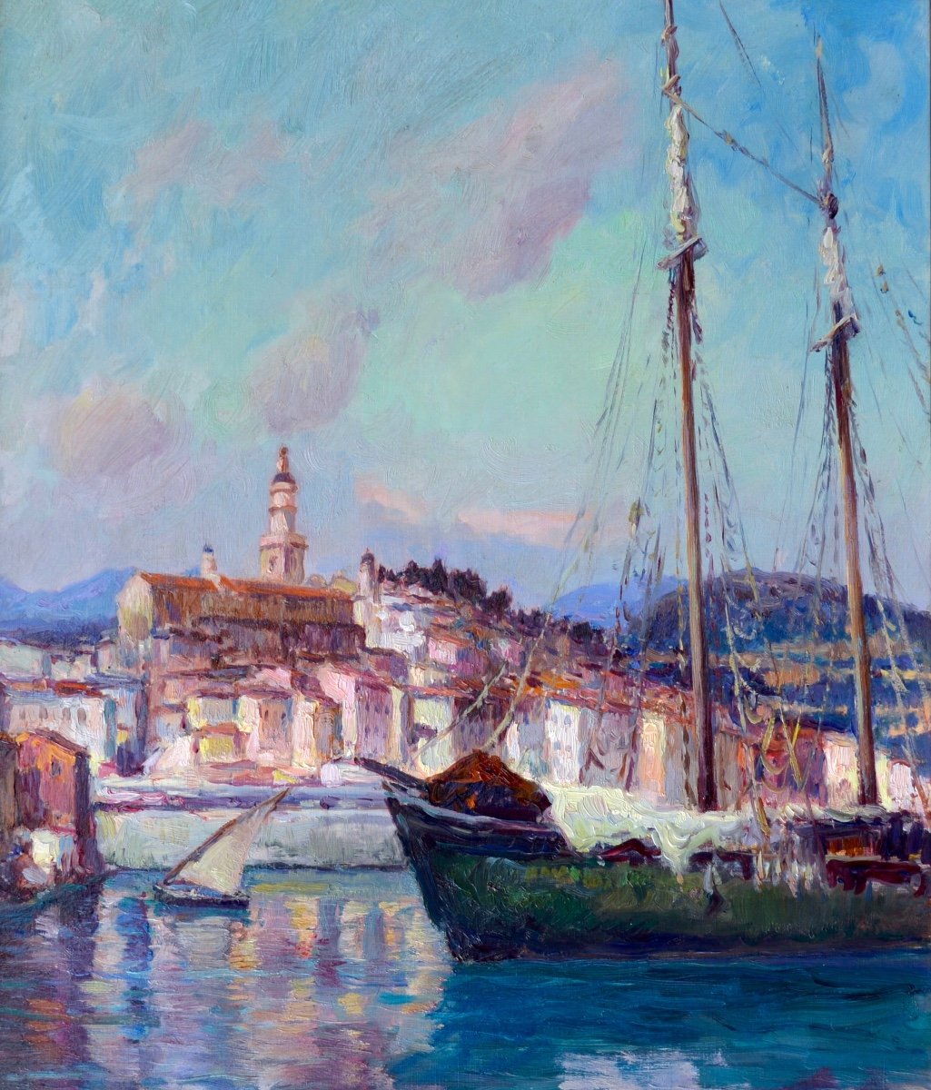 Simons Paul (1865-1932) "view Of Menton" Nice Provence Vintimille Roquebrune Cocteau Paris  -photo-2