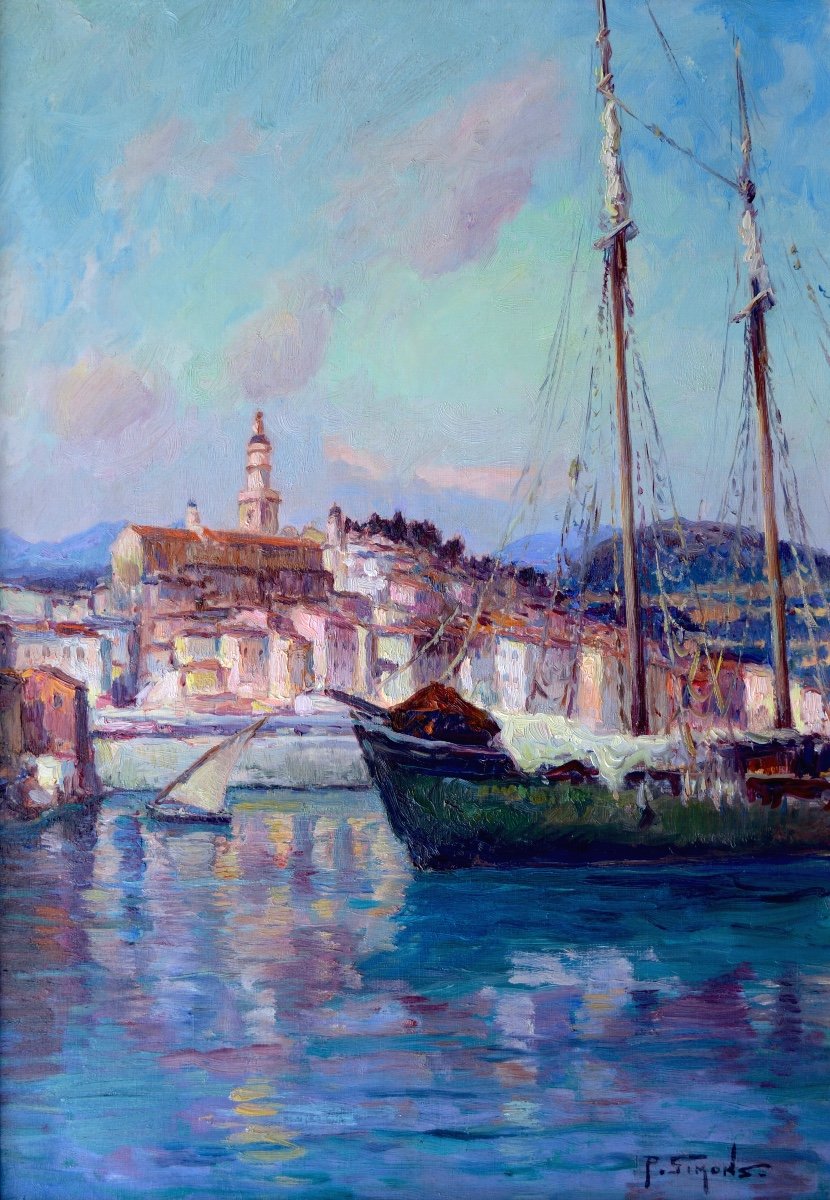 Simons Paul (1865-1932) "view Of Menton" Nice Provence Vintimille Roquebrune Cocteau Paris  