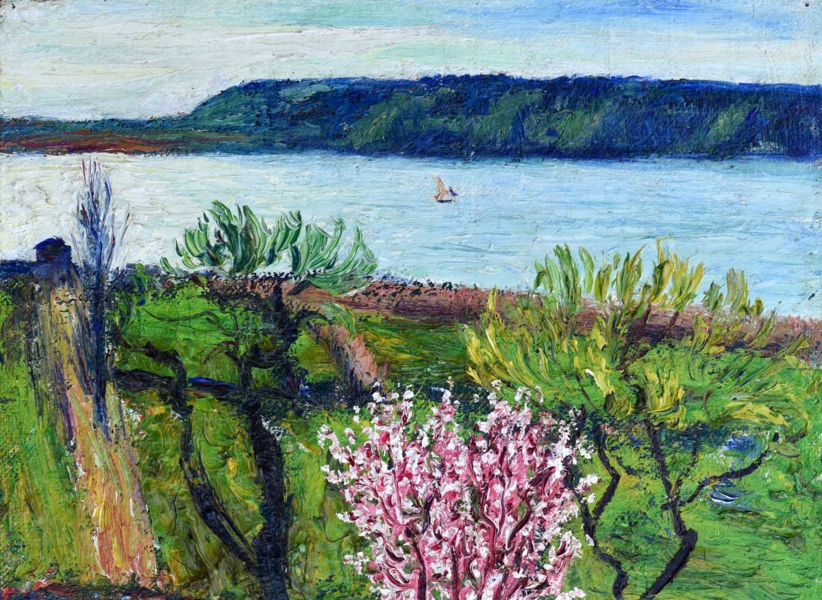 SEYSSAUD René (1867-1952) «Amandier en fleurs, Etang de Berre» Provence Marseille Avignon Paris-photo-2