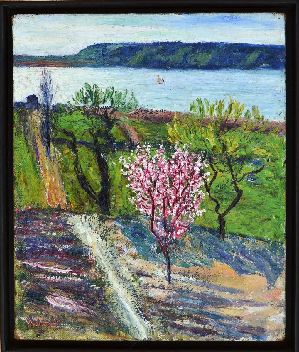 SEYSSAUD René (1867-1952) «Amandier en fleurs, Etang de Berre» Provence Marseille Avignon Paris-photo-4