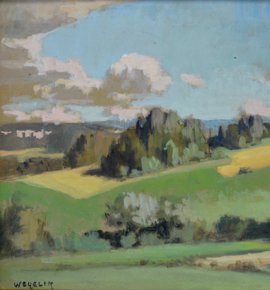 WEGELIN Émile (1875-1962) « Paysage de campagne » Lyon Var Paris France-photo-2