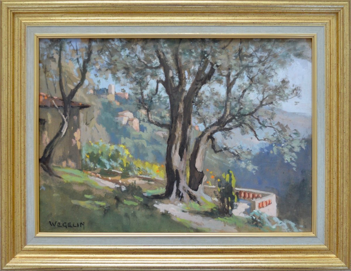 WEGELIN Émile (1875-1962)  « Oliviers à Falicon » Provence Nice Alpes Maritimes Lyon Apremont-photo-4