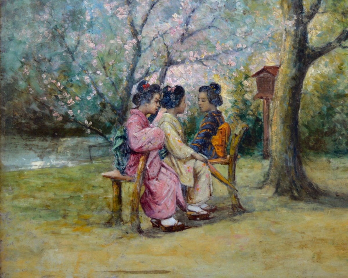 ROLLAND Henri (1897-1941) «Japonaises dans un jardin » Geisha Japon Marseille Paris Tokyo Paris-photo-2