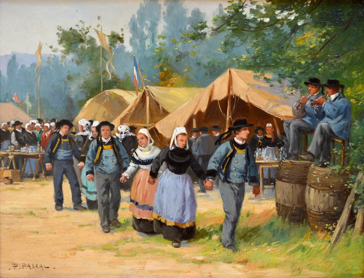 PASCAL Paul (1867-1945) « Fête du Pardon en Bretagne » Saint Anne Concarneau Douarnenez Paris