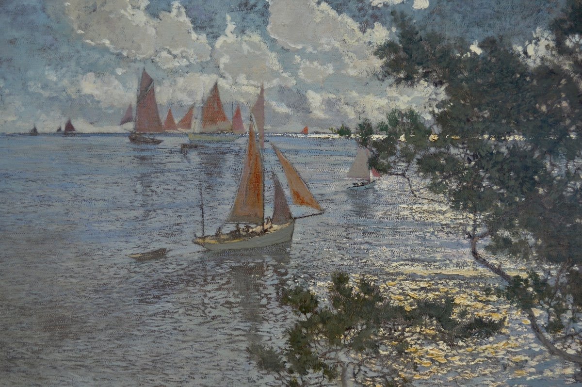 Marcel Clement Amédée (1873-?) "sailboats At Saint-trojan-les-bains" Brittany Finistère Paris-photo-4