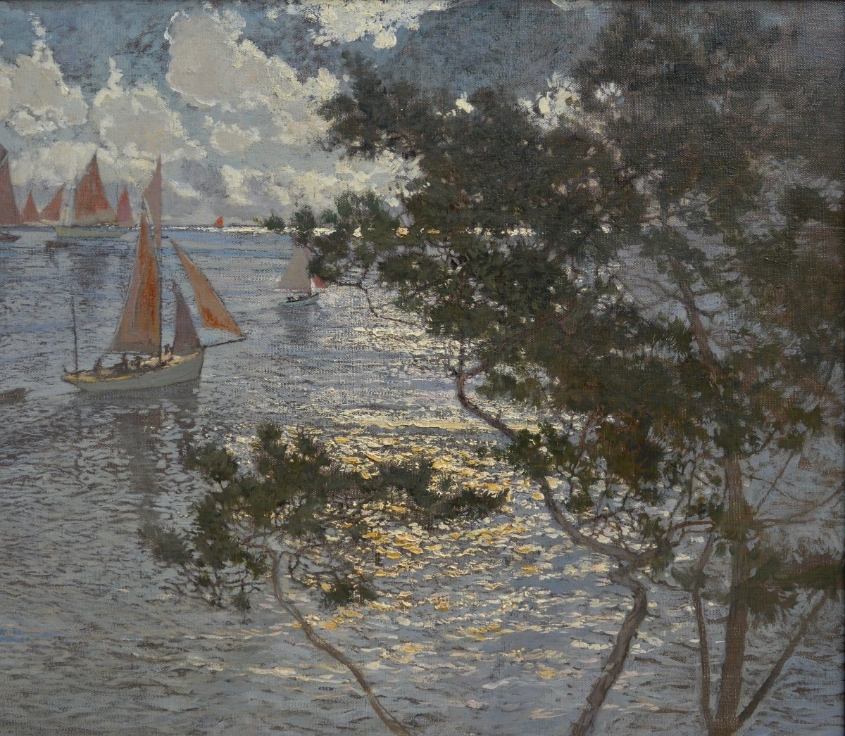 Marcel Clement Amédée (1873-?) "sailboats At Saint-trojan-les-bains" Brittany Finistère Paris-photo-1