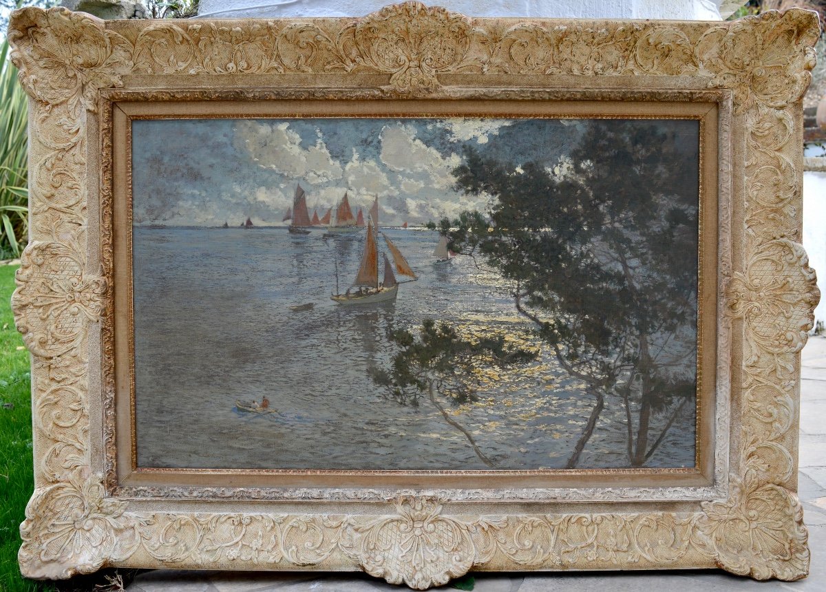 Marcel Clement Amédée (1873-?) "sailboats At Saint-trojan-les-bains" Brittany Finistère Paris-photo-4