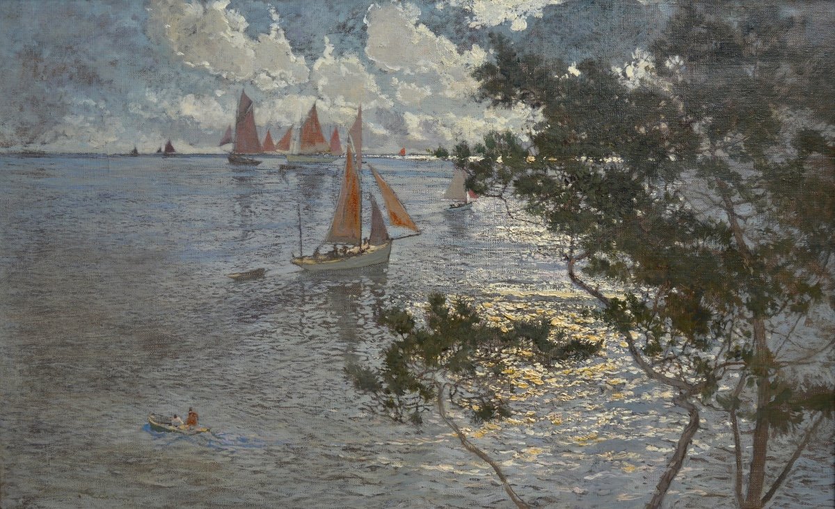 Marcel Clement Amédée (1873-?) "sailboats At Saint-trojan-les-bains" Brittany Finistère Paris