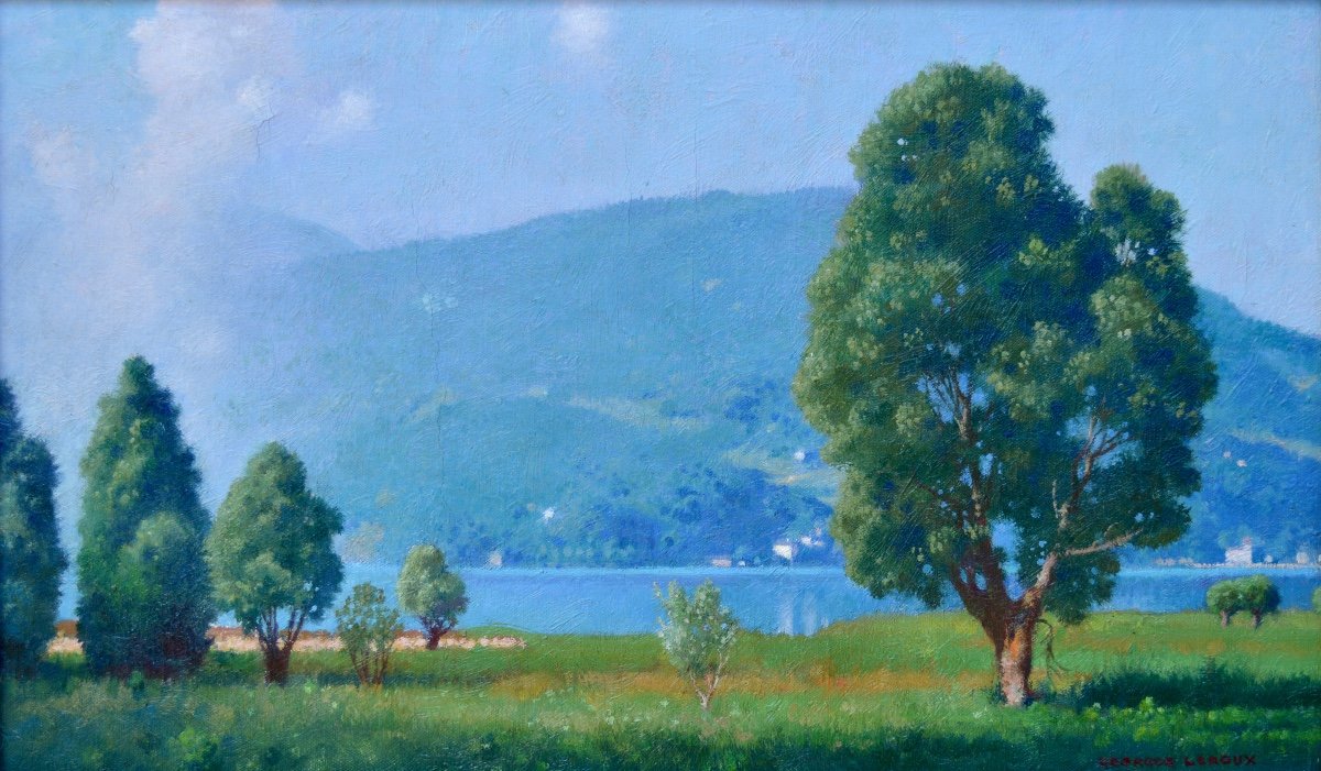 LEROUX Georges Paul (1877-1957) « Les bords du Lac d'Annecy » Talloires Meudon Paris Evian -photo-4