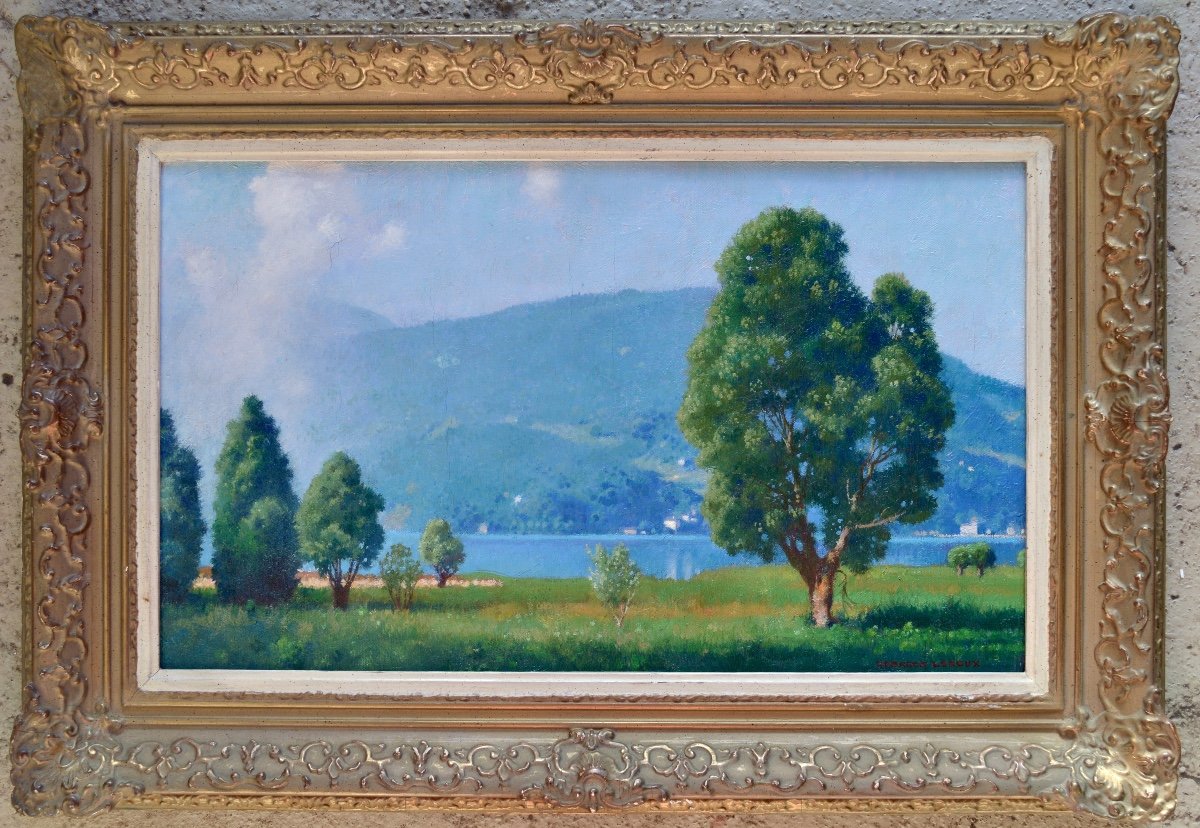 Leroux Georges Paul (1877-1957) “the Banks Of Lake Annecy” Talloires Meudon Paris Evian -photo-1