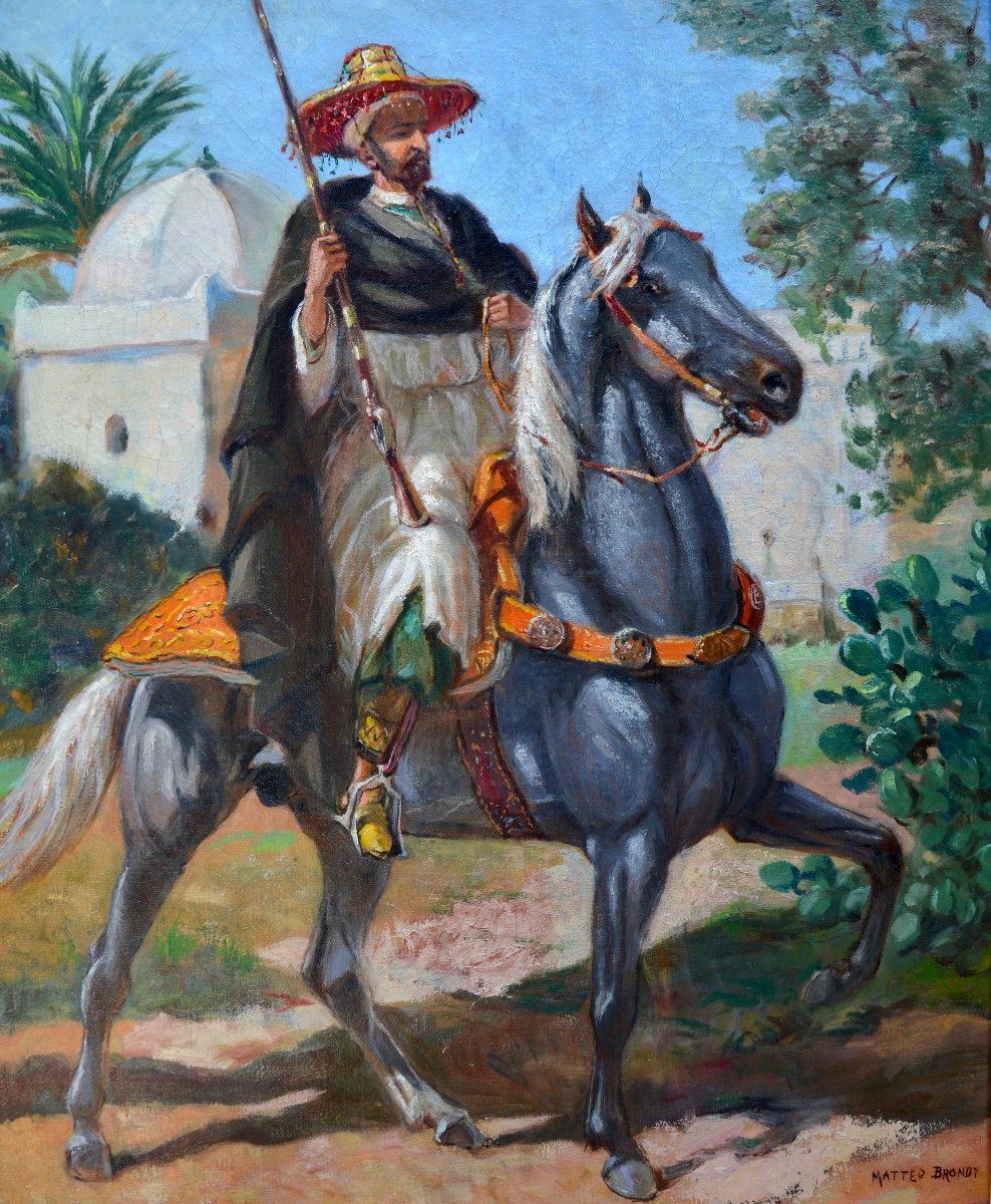 Brondy Mattéo (1866-1944) "moroccan Rider" Meknes Morocco Paris Marrakech Orientalist Tangier