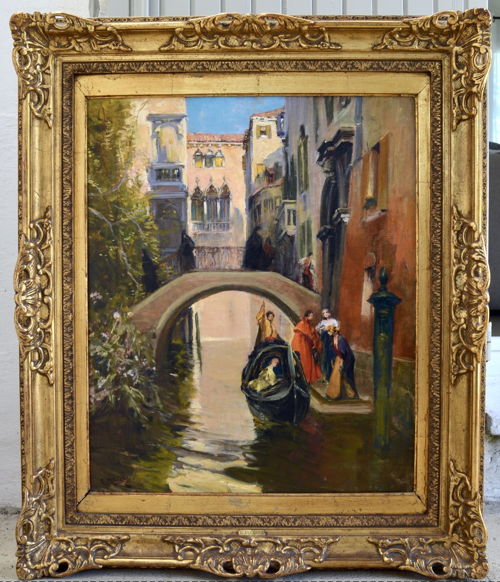 ALLEGRE Raymond (1857-1933) «Canal à Venise » Italie Provence Marseille Rialto Paris Ponte Polo-photo-2