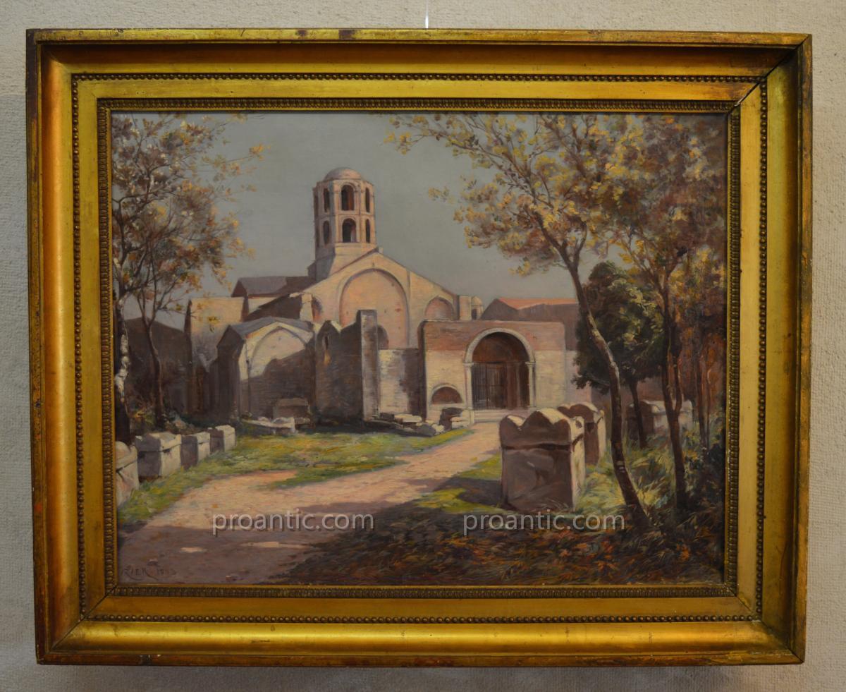 Izier Jules (xix-xx) "the Alycamps And The Chapel Saint Honorat In Arles" Provence Avignon