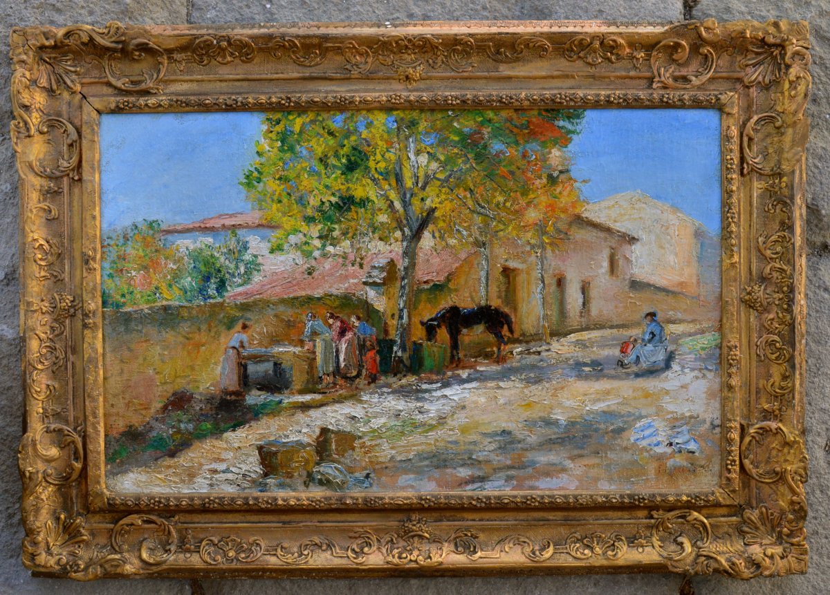 SEYSSAUD René (1867-1952) "Lavandières à Ville sur Auzon" Avignon Marseille Provence Vaucluse Martigues Paris-photo-3