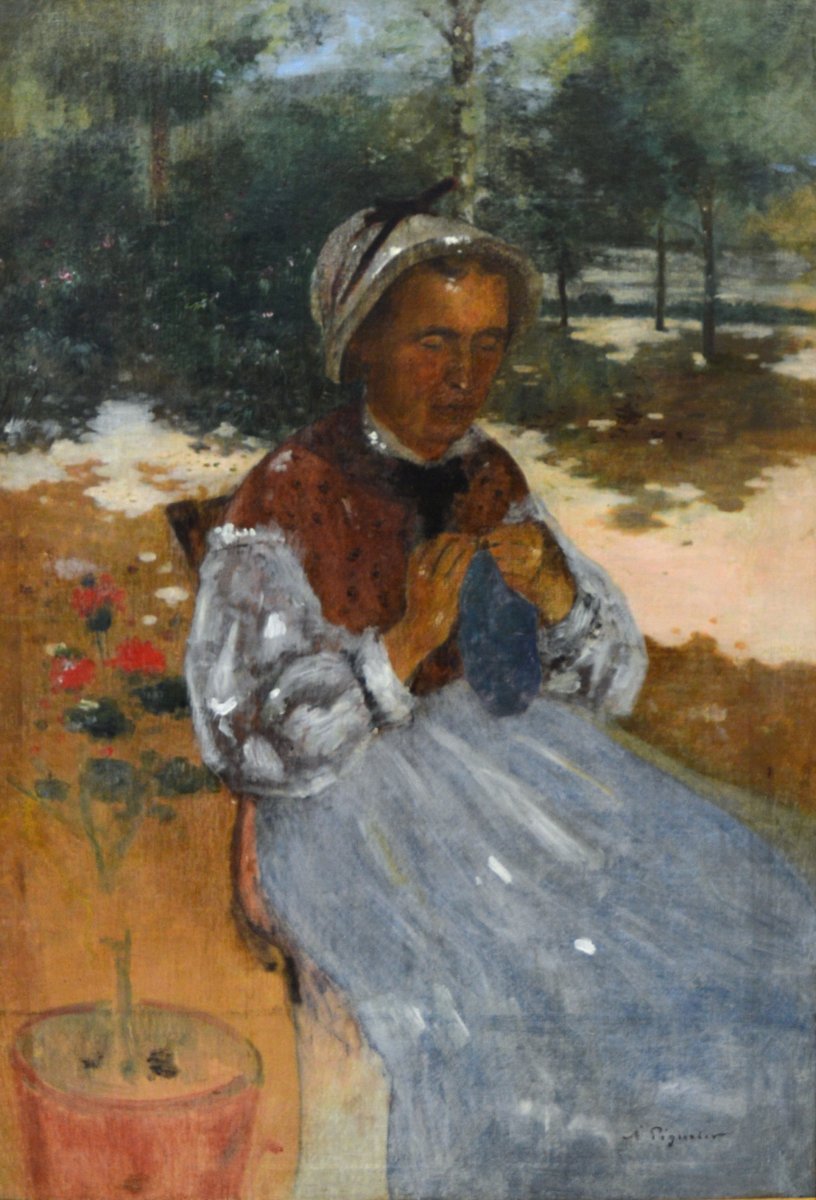 Pegurier Auguste (1856-1936) "nanny In The Artist Garden Saint Tropez" Ramatuelle Provence  France Impressionism -photo-4