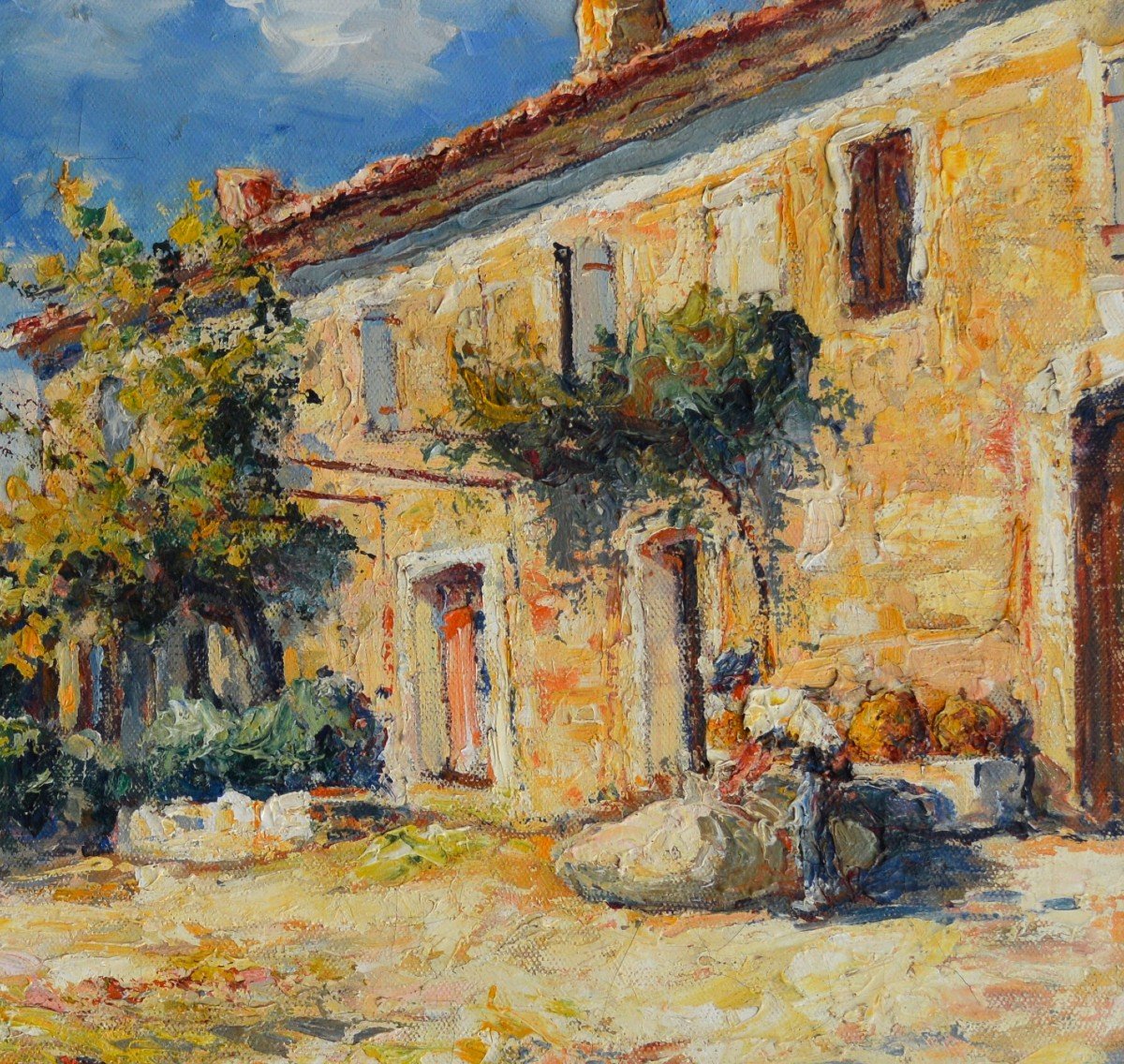 DUCROS Edouard (1856-1936) "Cour d'un mas à Aix en Provence" Cezanne Ravaissou Gagliardini Puyricard Paris -photo-2