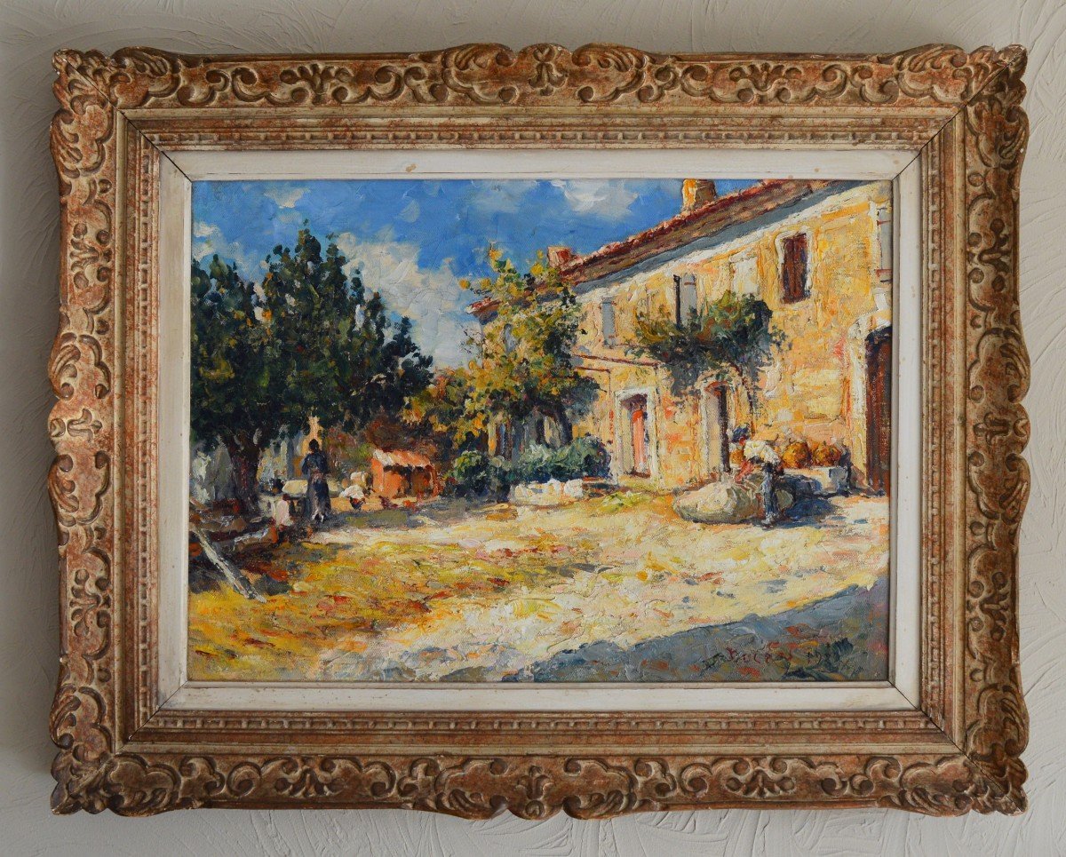 DUCROS Edouard (1856-1936) "Cour d'un mas à Aix en Provence" Cezanne Ravaissou Gagliardini Puyricard Paris -photo-3