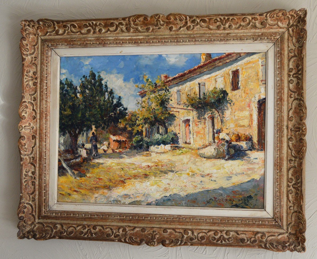 DUCROS Edouard (1856-1936) "Cour d'un mas à Aix en Provence" Cezanne Ravaissou Gagliardini Puyricard Paris -photo-4