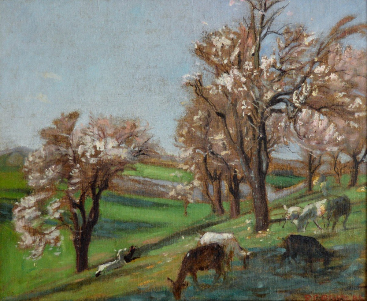 GRIVOLAS Pierre (1823-1906) "Troupeau de chèvres" Vaucluse Provence Avignon Paris Ventoux