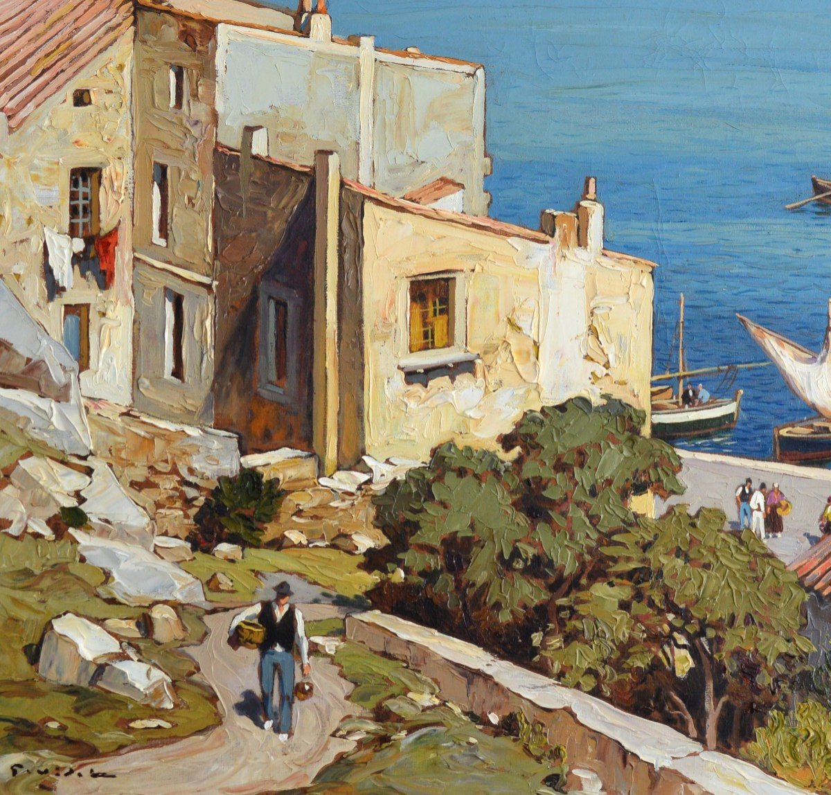 VIDAL Gustave (1895 - 1966) « Ruelle Descendant Au Port De Bonifacio, Corse » Figari Avignon Corsica Ajaccio Bastia-photo-2