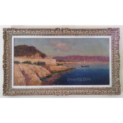 ISAILOFF Alexandre (1869-) " La corniche au soleil couchant, Marseille"