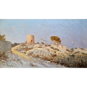 SUCHET Joseph (1824-1896) « Berger et son troupeau » Marseille Provence Rognac Loubon Moutons