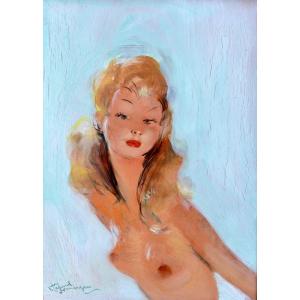 DOMERGUE Jean-Gabriel (1889-1962) « Christina / Pin-up blonde » Paris Cannes Femme USA