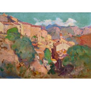 ANTONI Louis Ferdinand (1872 - 1940) « Le village d'Ota en Corse » Porto Bastia Ajaccio Piana