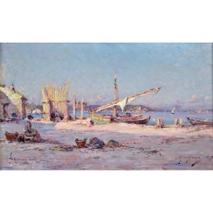 MALFROY Charles (1862-1918) "Le quai aux moules Martigues" Provence Marseille Lyon Cassis Paris