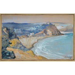 SEVELLEC Jim Eugène (1897-1971) «Plage de Morgat » Crozon Bretagne Douarnenez Quimper Sévellec