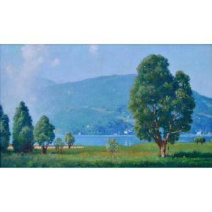 LEROUX Georges Paul (1877-1957) « Les bords du Lac d'Annecy » Talloires Meudon Paris Evian 