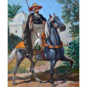 BRONDY Mattéo (1866-1944) " Cavalier marocain" Meknes Maroc Paris Marrakech Orientaliste Tanger