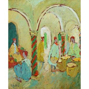 BELLINI Emmanuel (1904-1989) « Souk Al Attarine à Tunis » Tunisie Monaco Cannes Djerba Bizerte