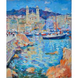 Agostini Max (1914-1997) "the Old Port Of Bastia, Corsica" Farinole Ajaccio Erbalunga Paris 