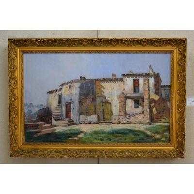 PEGURIER Auguste (1856-1936) "Mas sur les hauteurs de Saint Tropez" Var Ramatuelle Cogolin Provence