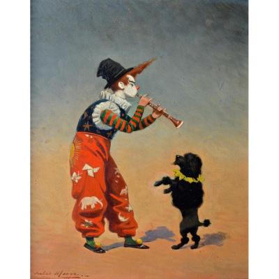 MONGE Jules ( 1855-1934) "Clown dresseur de chiens" Marseille Cirque Caniche Gruss Bouglione