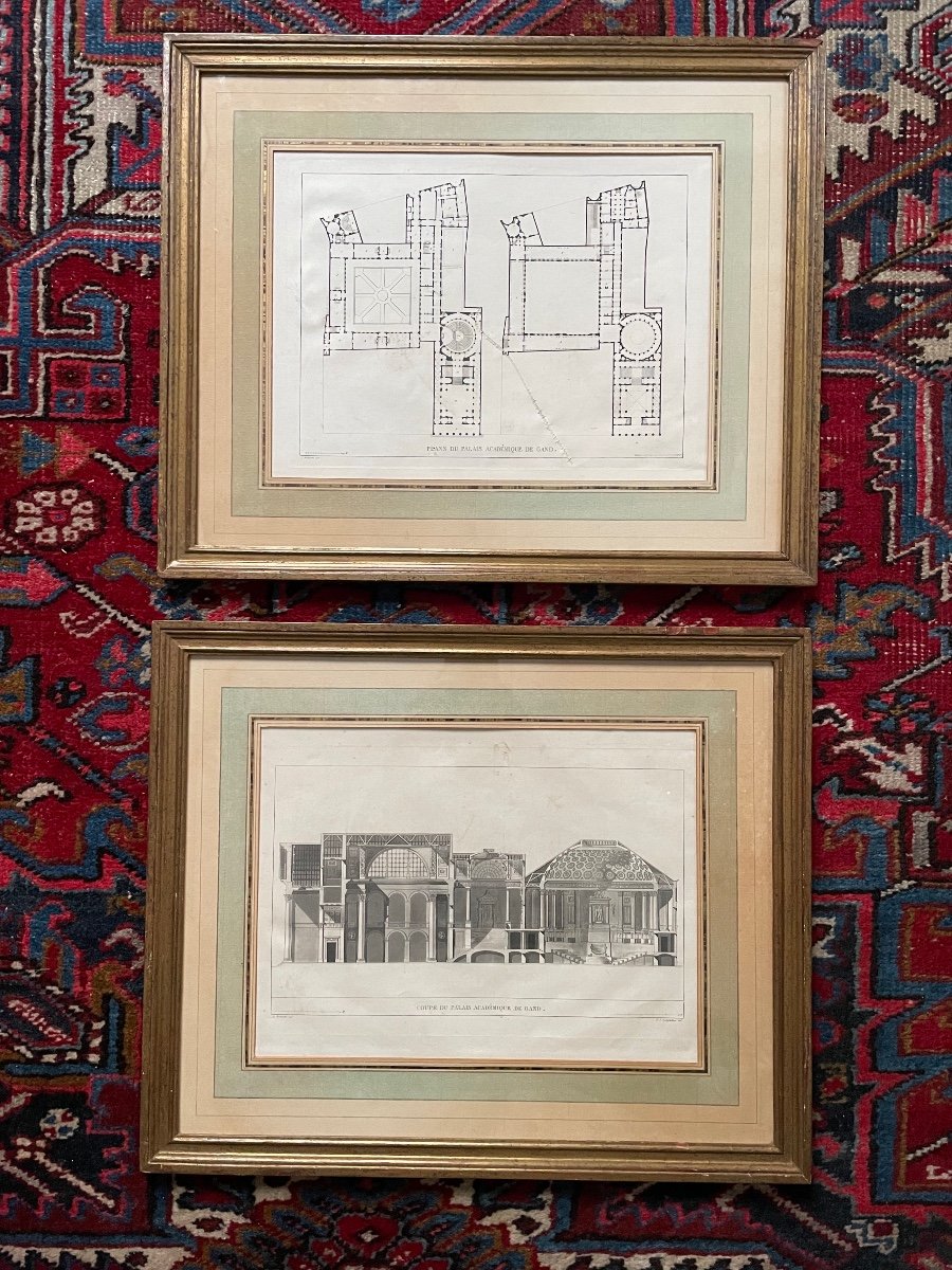 2 Engravings Of The Academic Palace Of Ghent-photo-4