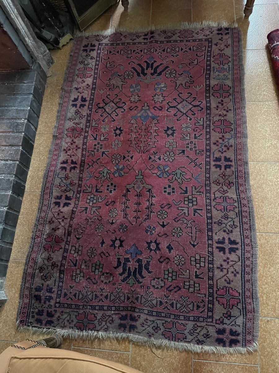 Antique Oriental Rug In Aubergine Color-photo-2