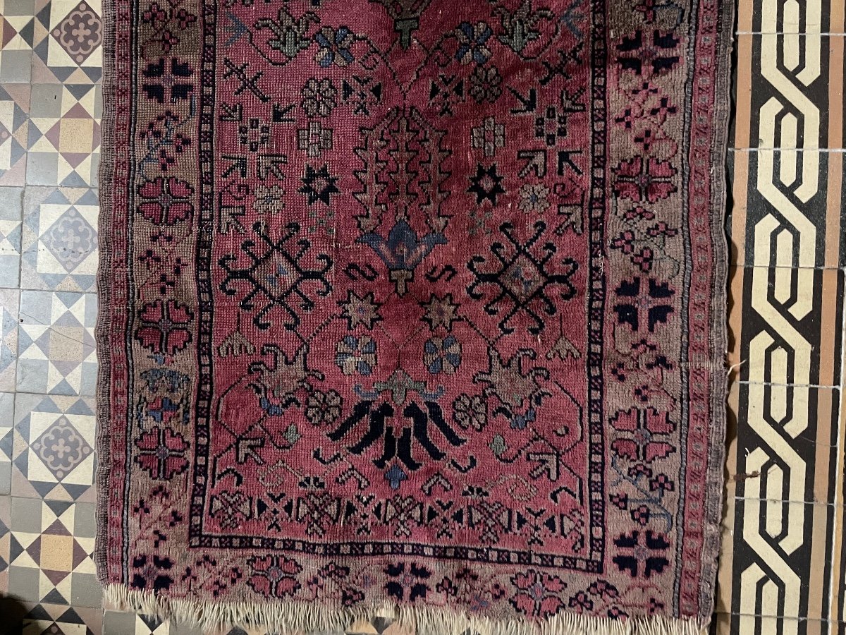 Antique Oriental Rug In Aubergine Color-photo-3