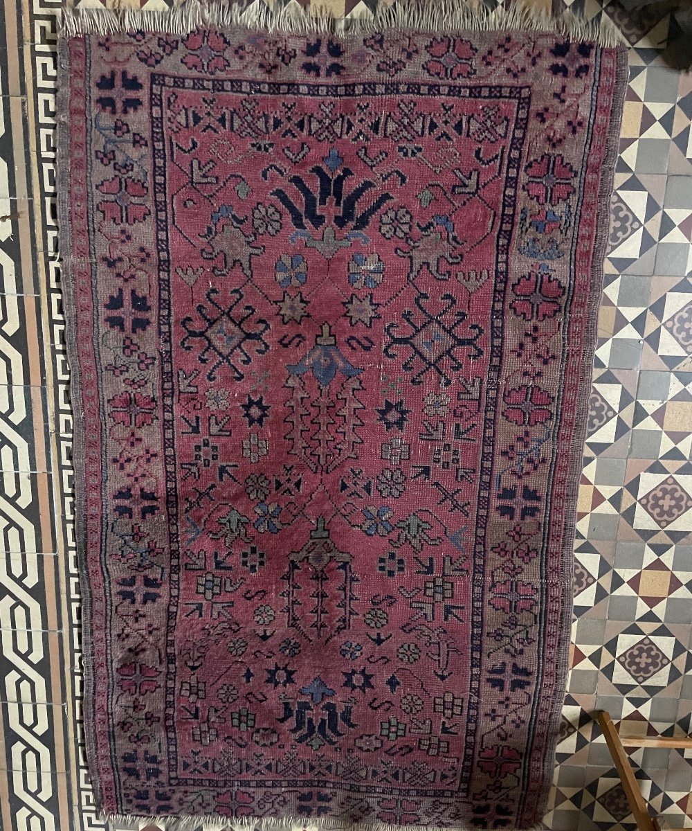 Antique Oriental Rug In Aubergine Color-photo-4