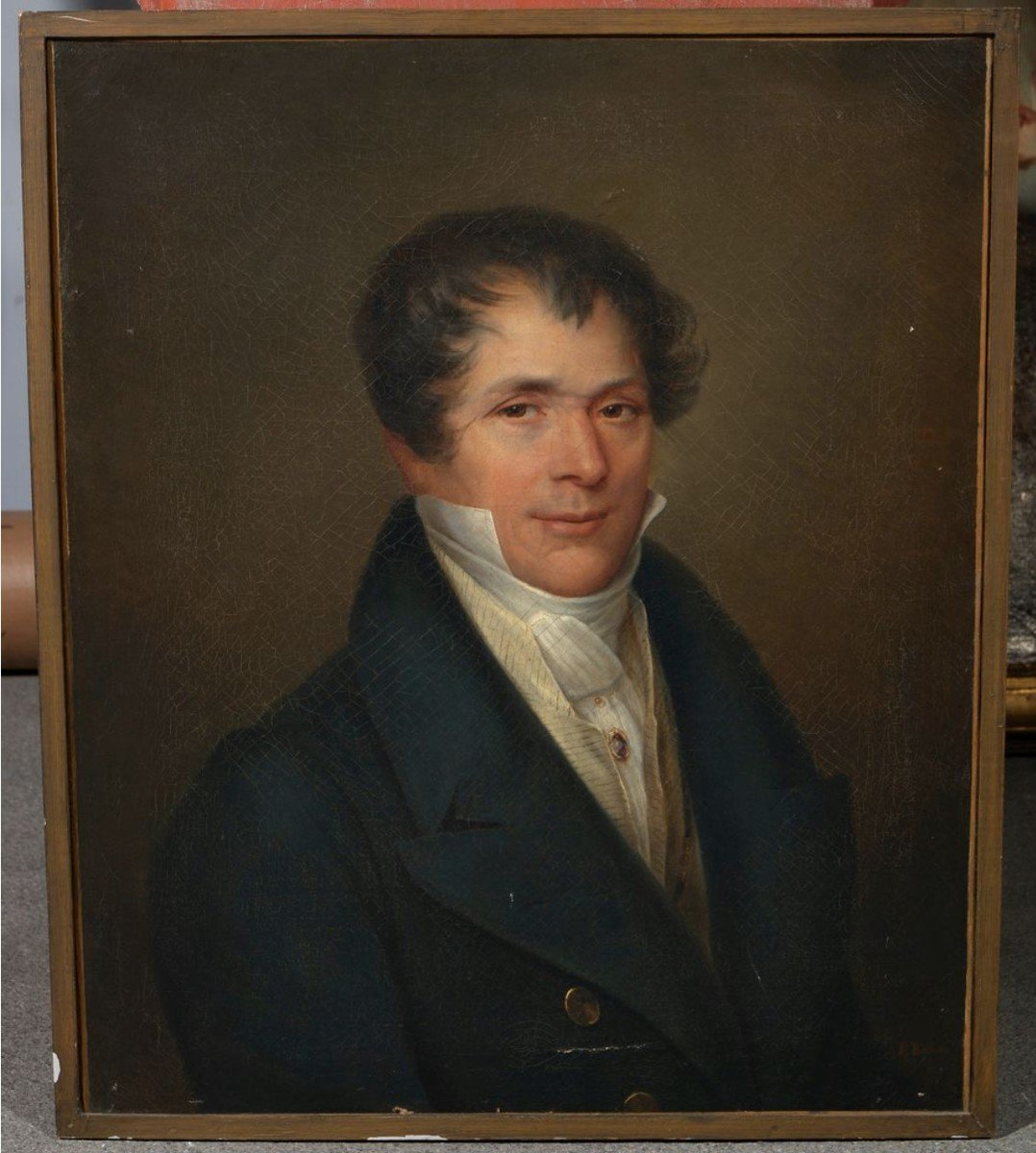 Portrait De Gentilhomme Ca 1810 Par F. Bolin-photo-2