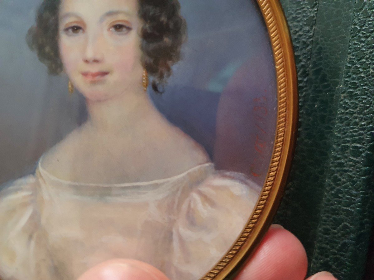 Miniature Of Lady Of Quality On Ivory 1833 Signed Cf-photo-2