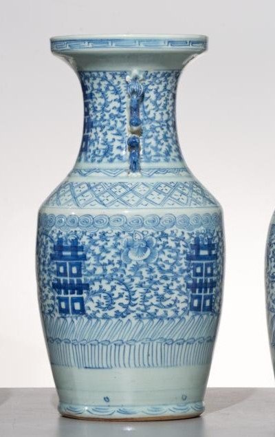 Chinese Vase Blue And White Double XI Sign Of Happiness-photo-4