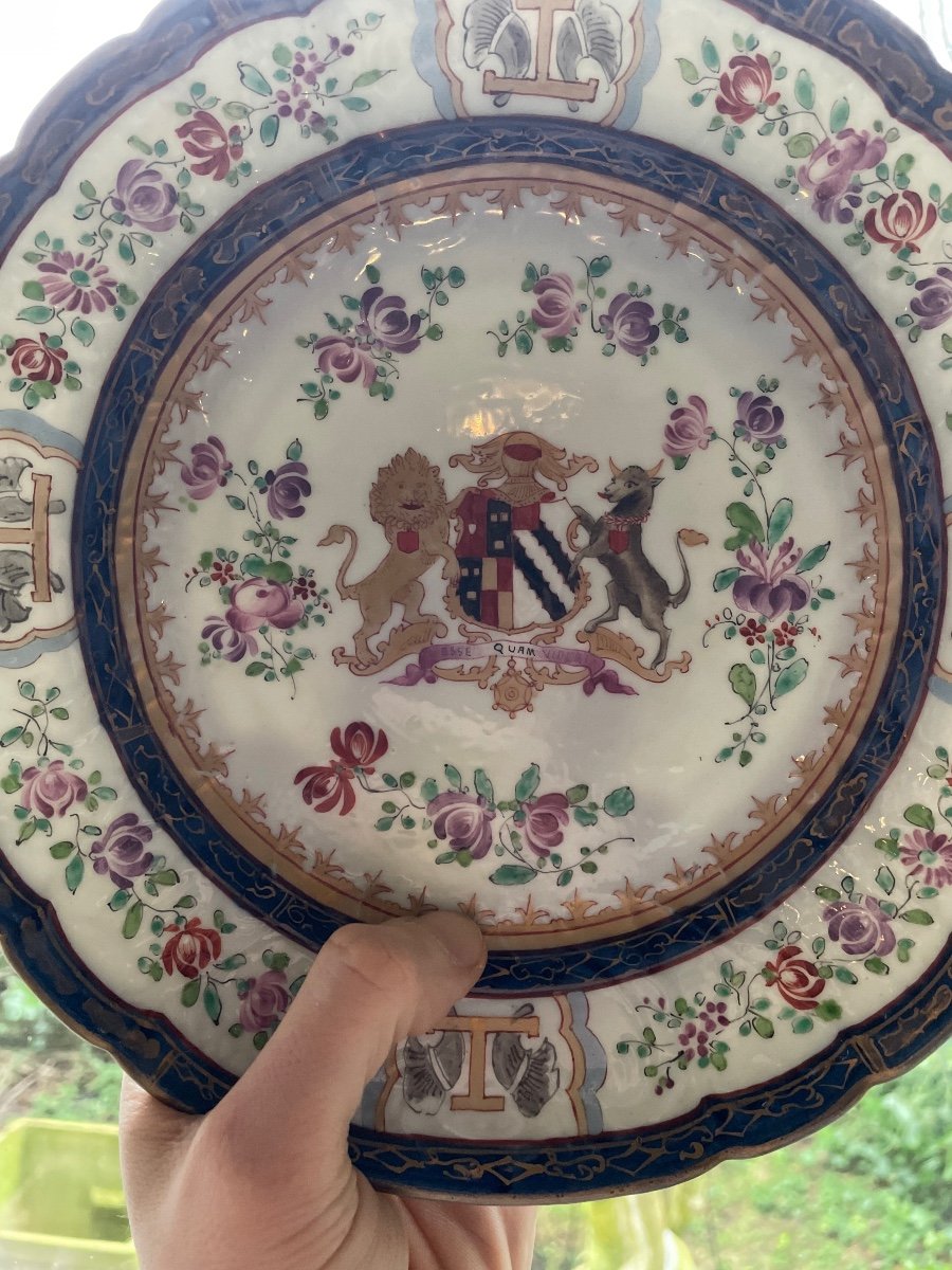 Proantic: Samson - Plate With Coat Of Arms Decor In The Taste Of The E